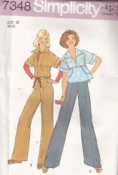 7348 SIMPLICITY MS 1976 PULLOVER SHORT SLEEVE TOP, PANTS PATTERN 8 31.5B